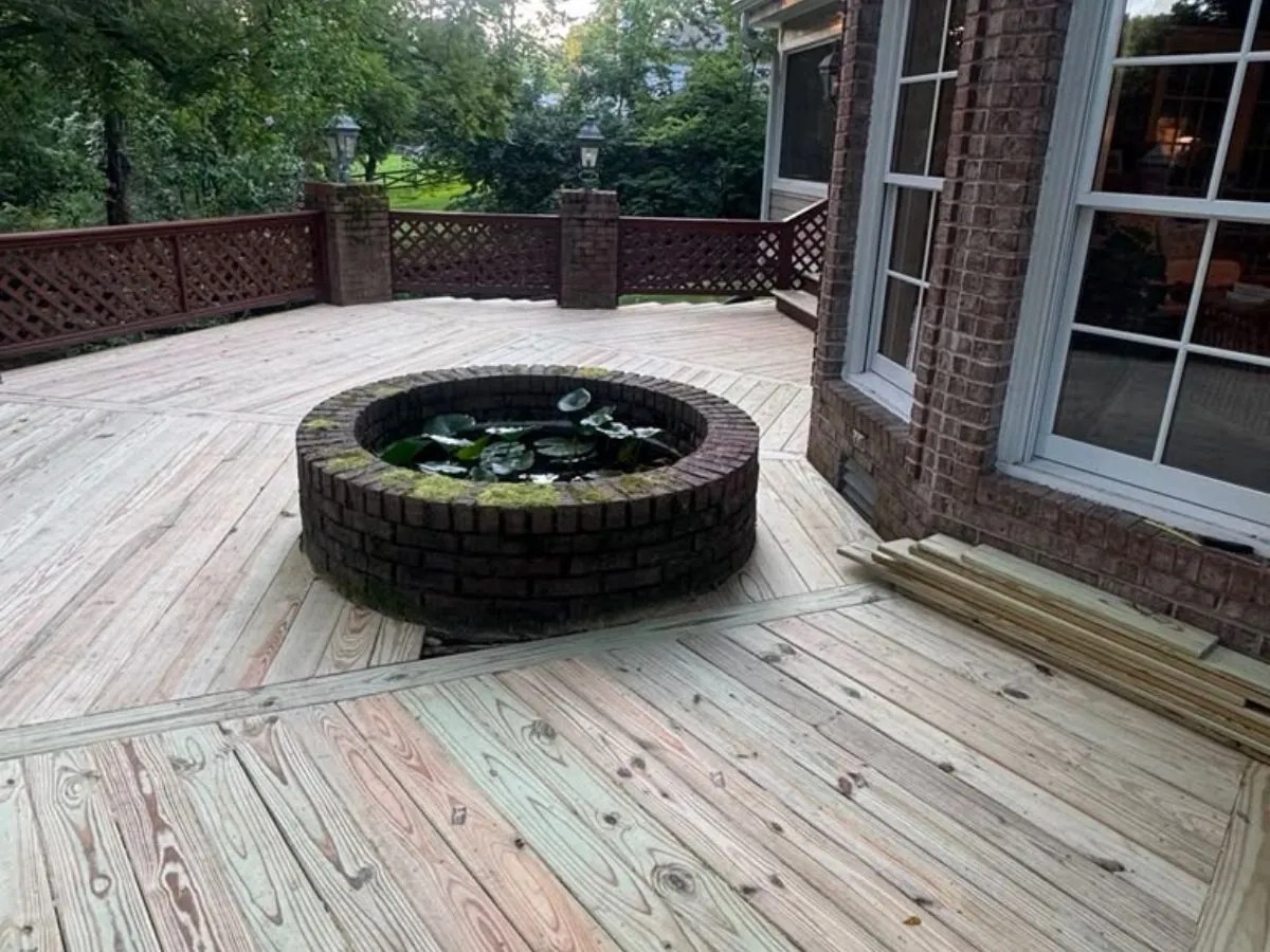 New deck boards installed on the existing frame